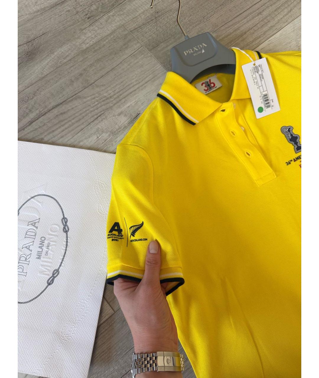 PRADA Желтое хлопковое поло с коротким рукавом, фото 7