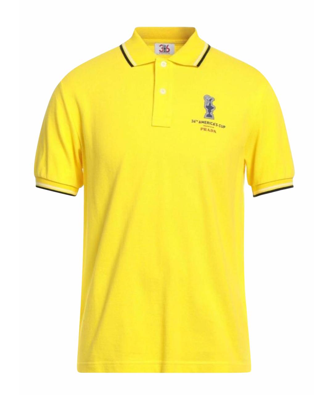 PRADA Желтое хлопковое поло с коротким рукавом, фото 9