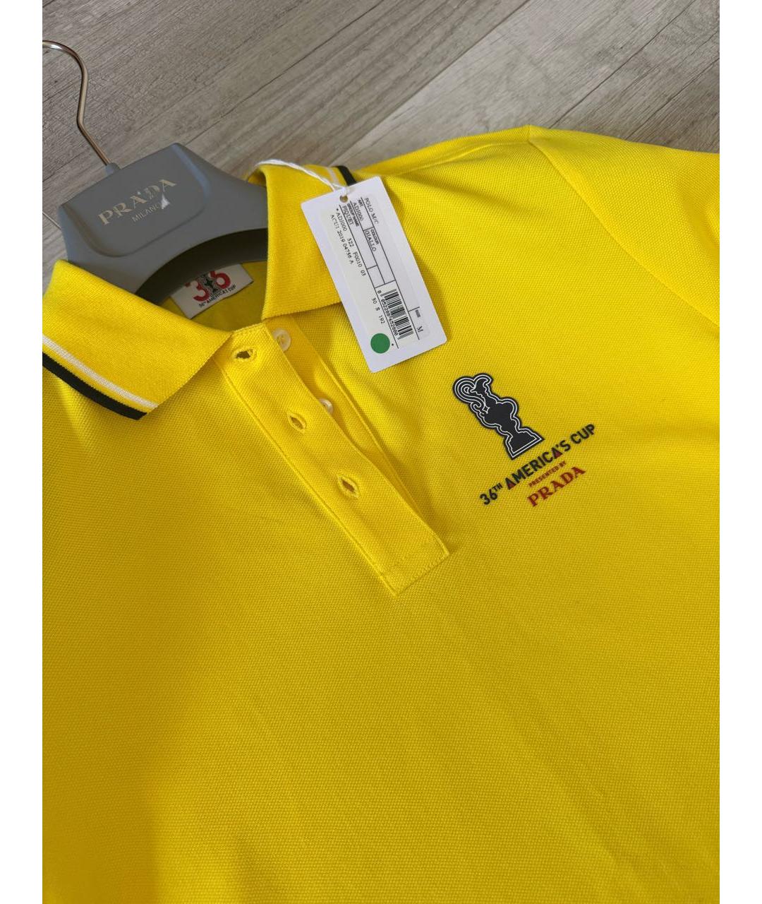 PRADA Желтое хлопковое поло с коротким рукавом, фото 8
