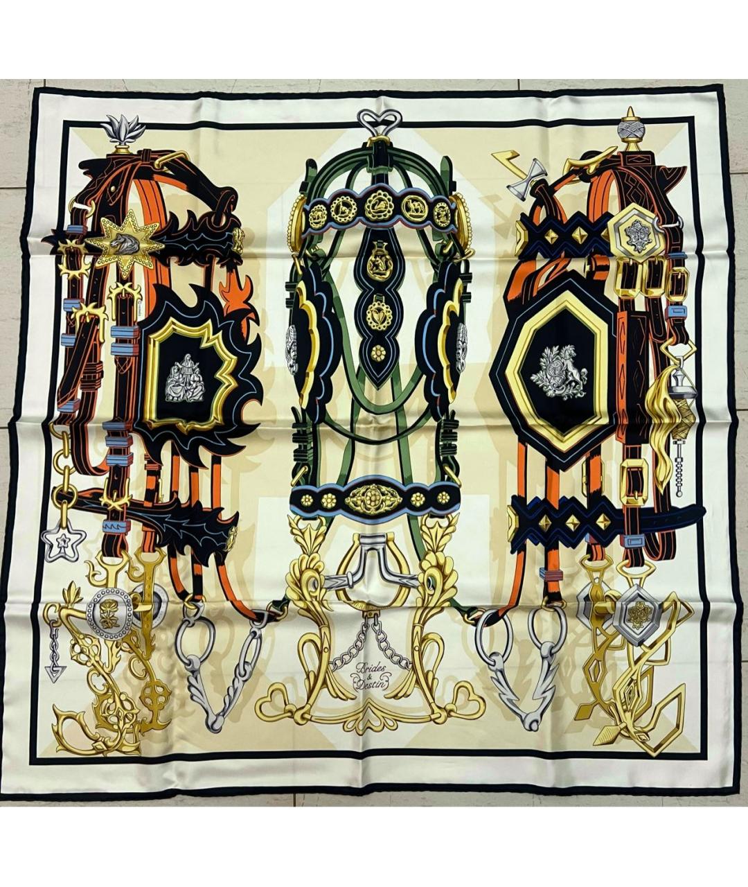 HERMES Мульти шелковый платок, фото 5