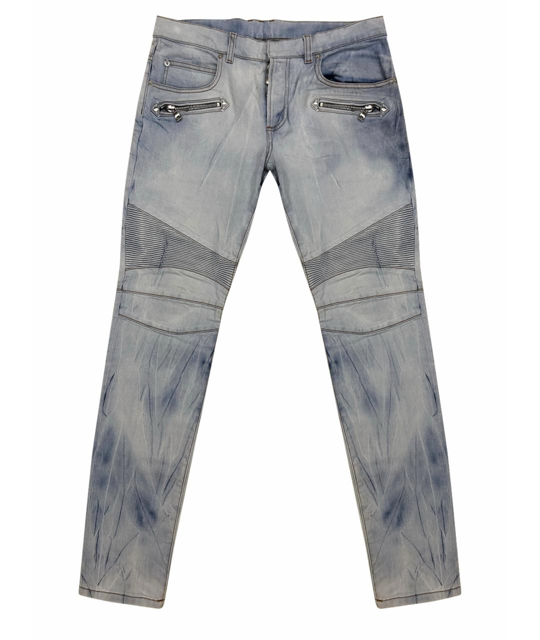 BALMAIN Голубые хлопковые джинсы, фото 1