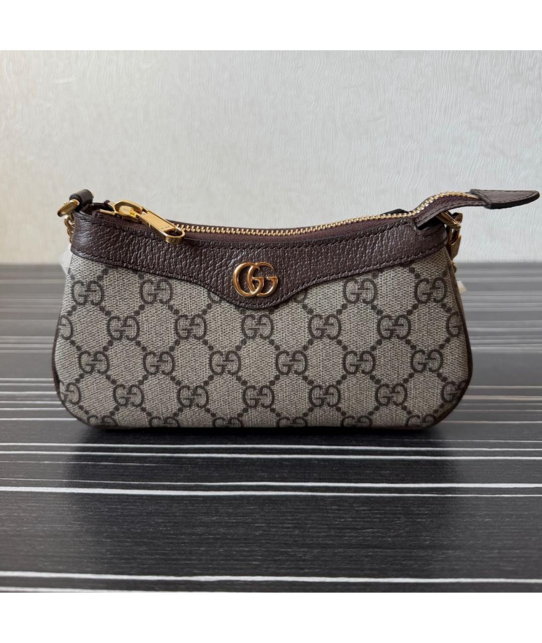 GUCCI Коричневая кожаная сумка с короткими ручками, фото 8