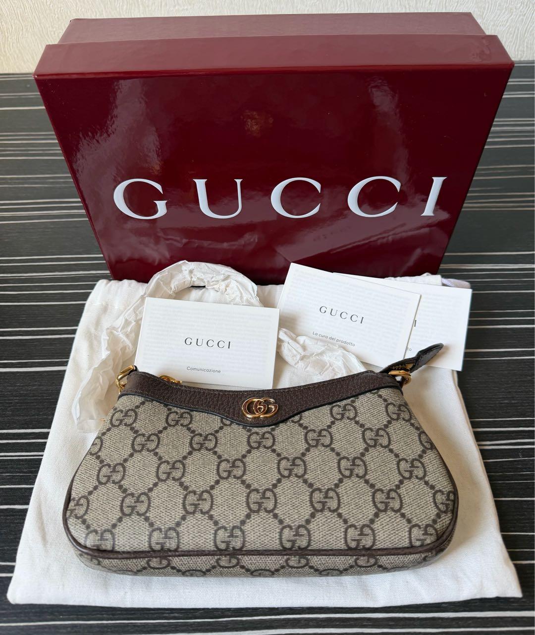 GUCCI Коричневая кожаная сумка с короткими ручками, фото 5