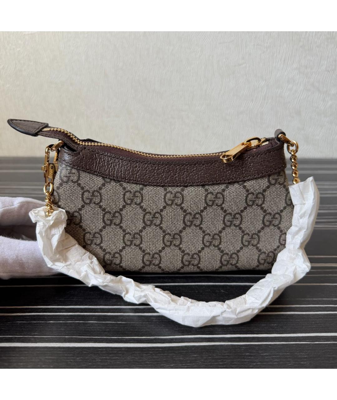 GUCCI Коричневая кожаная сумка с короткими ручками, фото 3