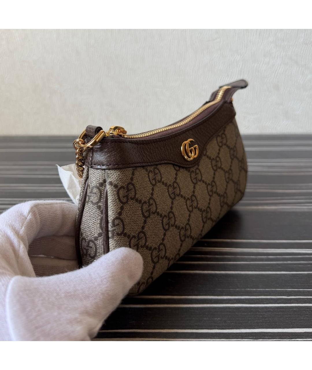 GUCCI Коричневая кожаная сумка с короткими ручками, фото 2