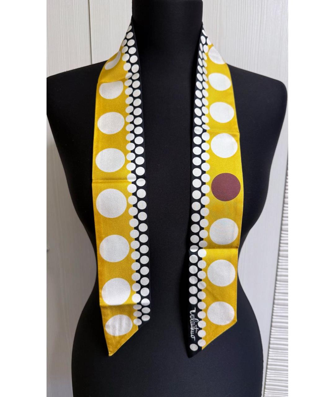 VALENTINO Золотой шелковый шарф, фото 8