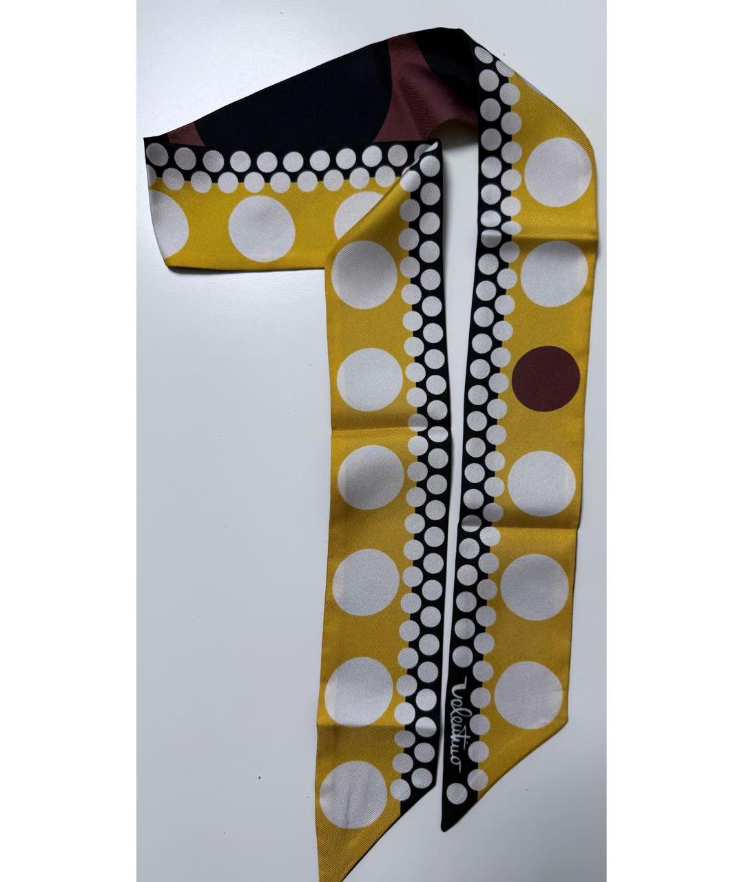 VALENTINO Золотой шелковый шарф, фото 6