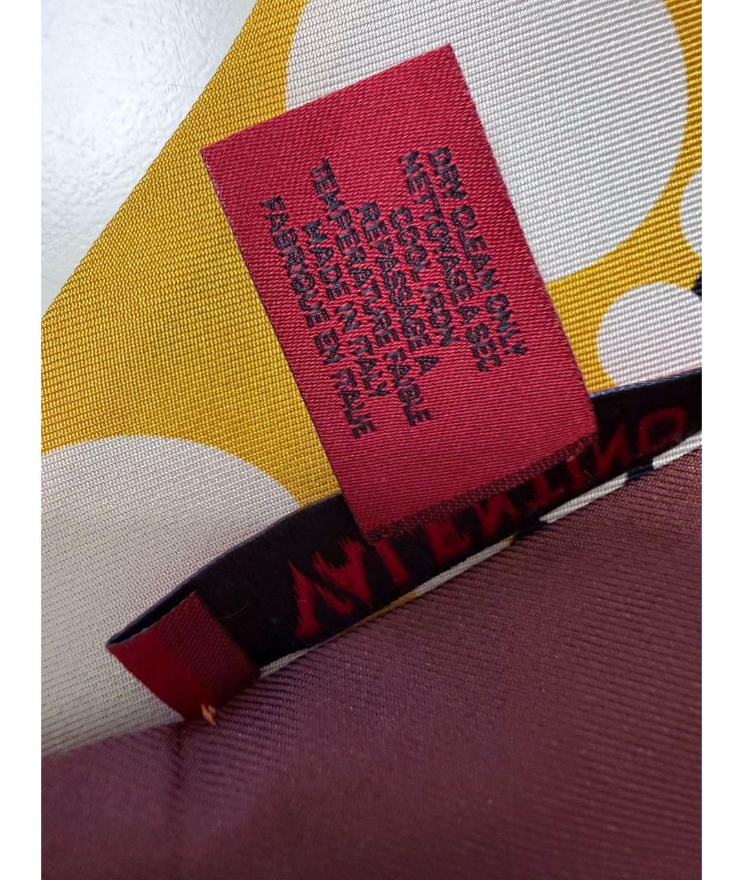 VALENTINO Золотой шелковый шарф, фото 5