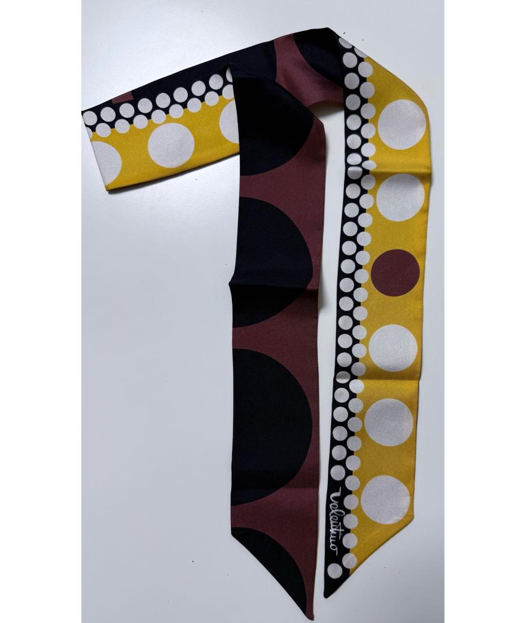 VALENTINO Золотой шелковый шарф, фото 7