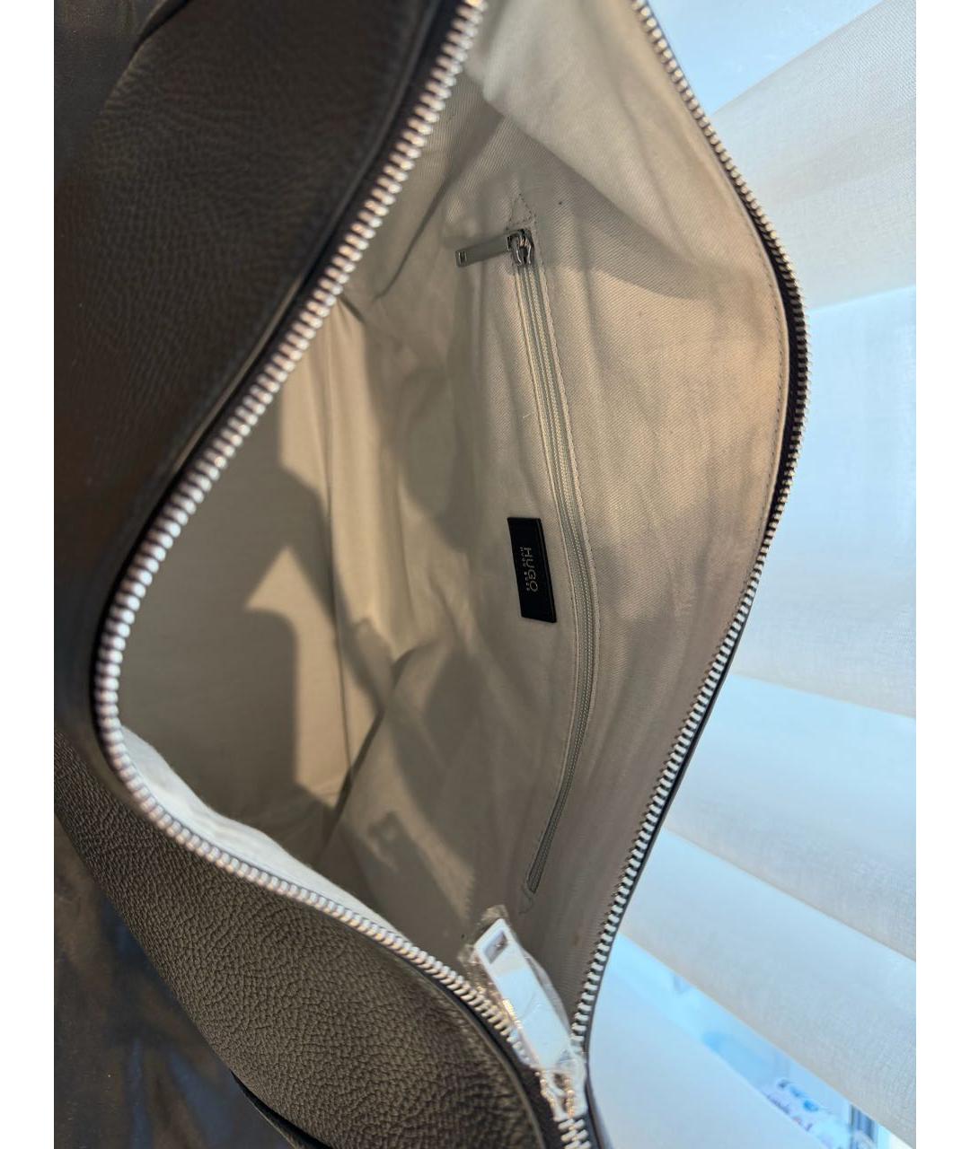 HUGO BOSS Черная кожаная сумка через плечо, фото 4