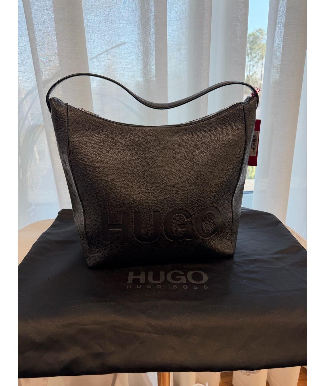 HUGO BOSS Черная кожаная сумка через плечо, фото 7