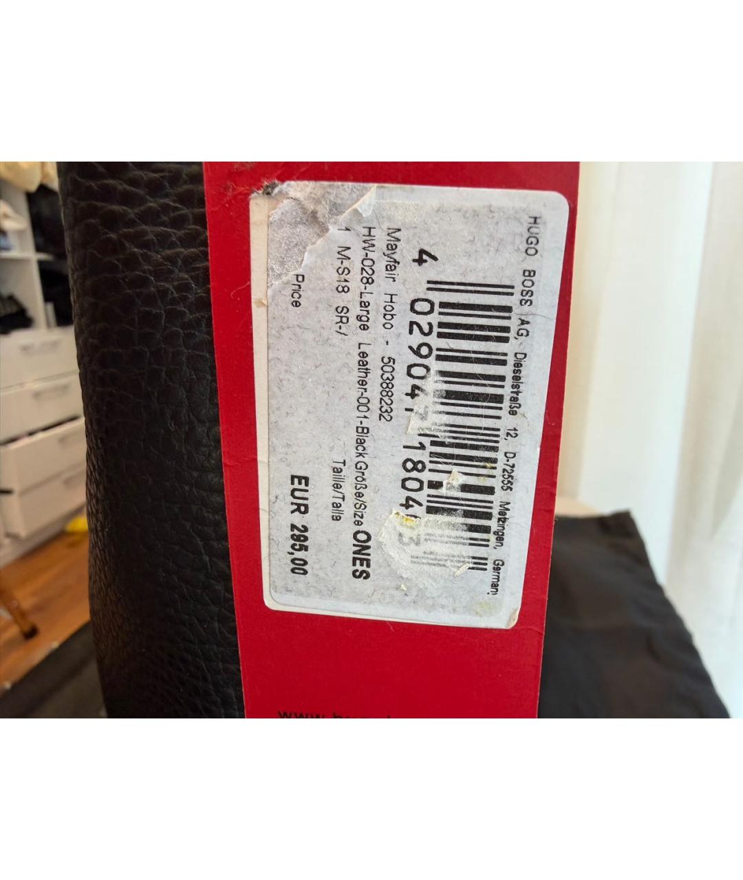 HUGO BOSS Черная кожаная сумка через плечо, фото 6