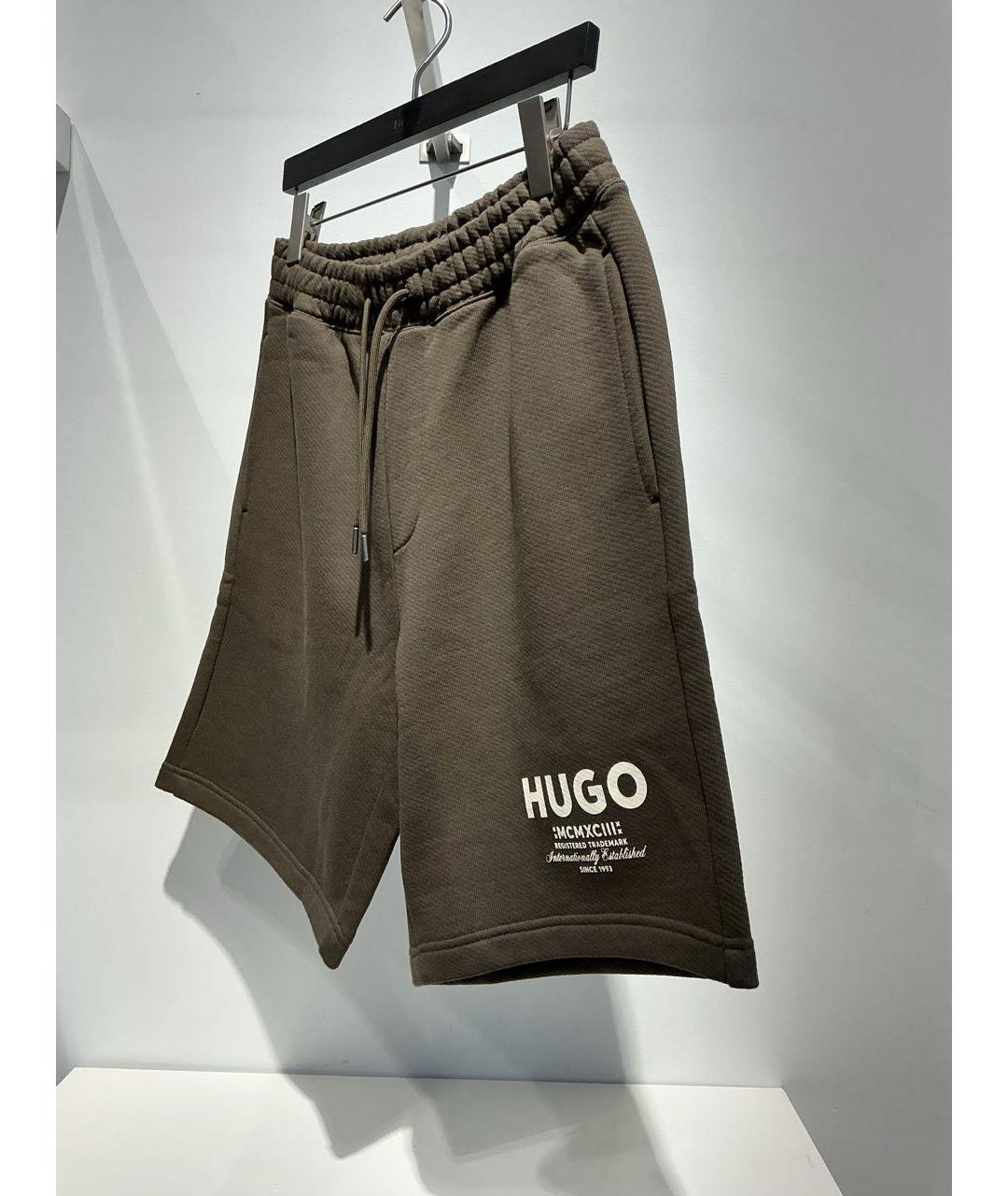 HUGO Коричневые хлопковые шорты, фото 3