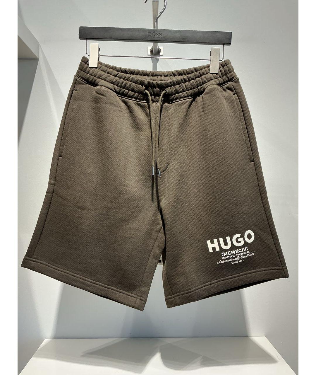 HUGO Коричневые хлопковые шорты, фото 2