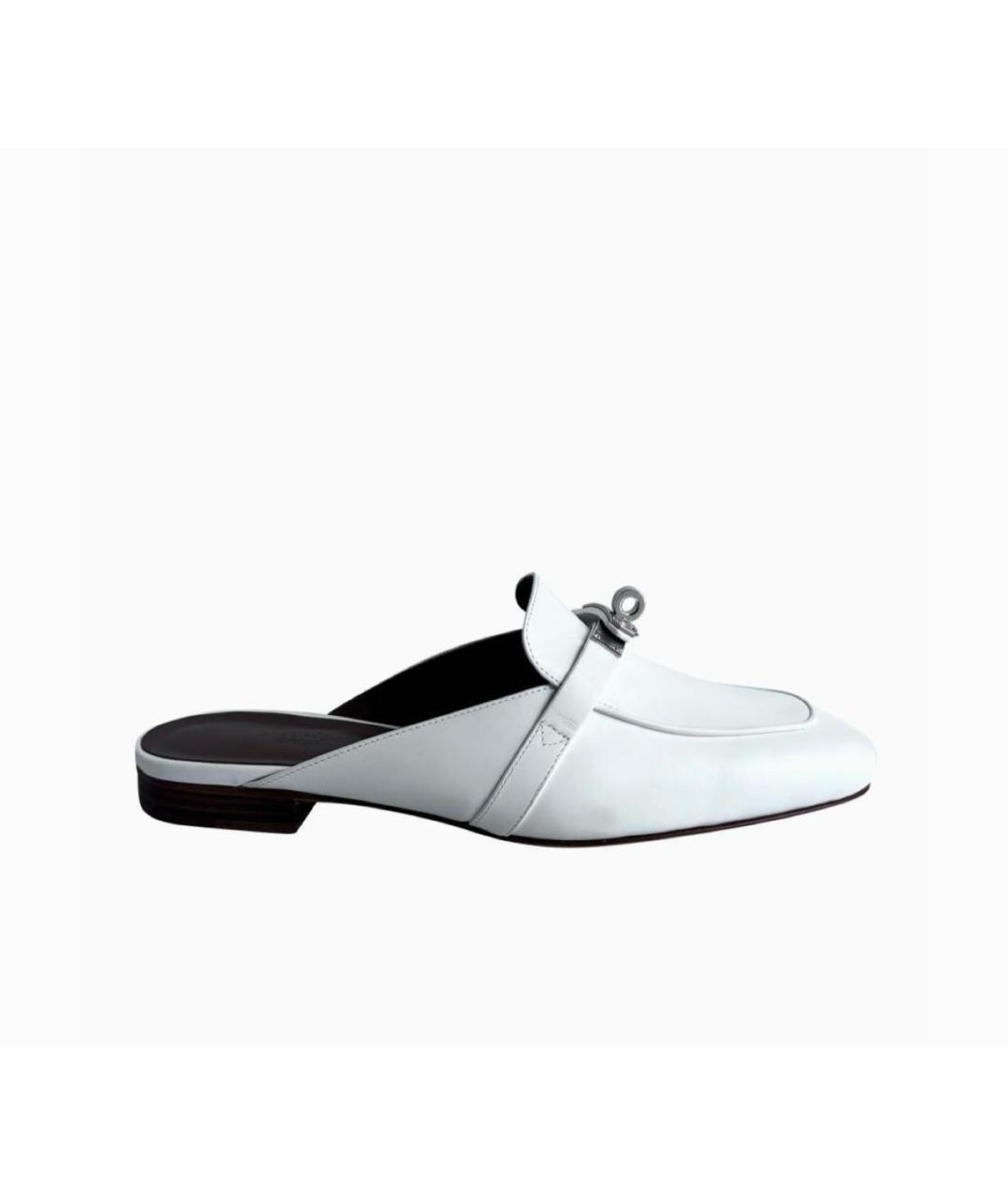 HERMES Белые кожаные мюли, фото 9
