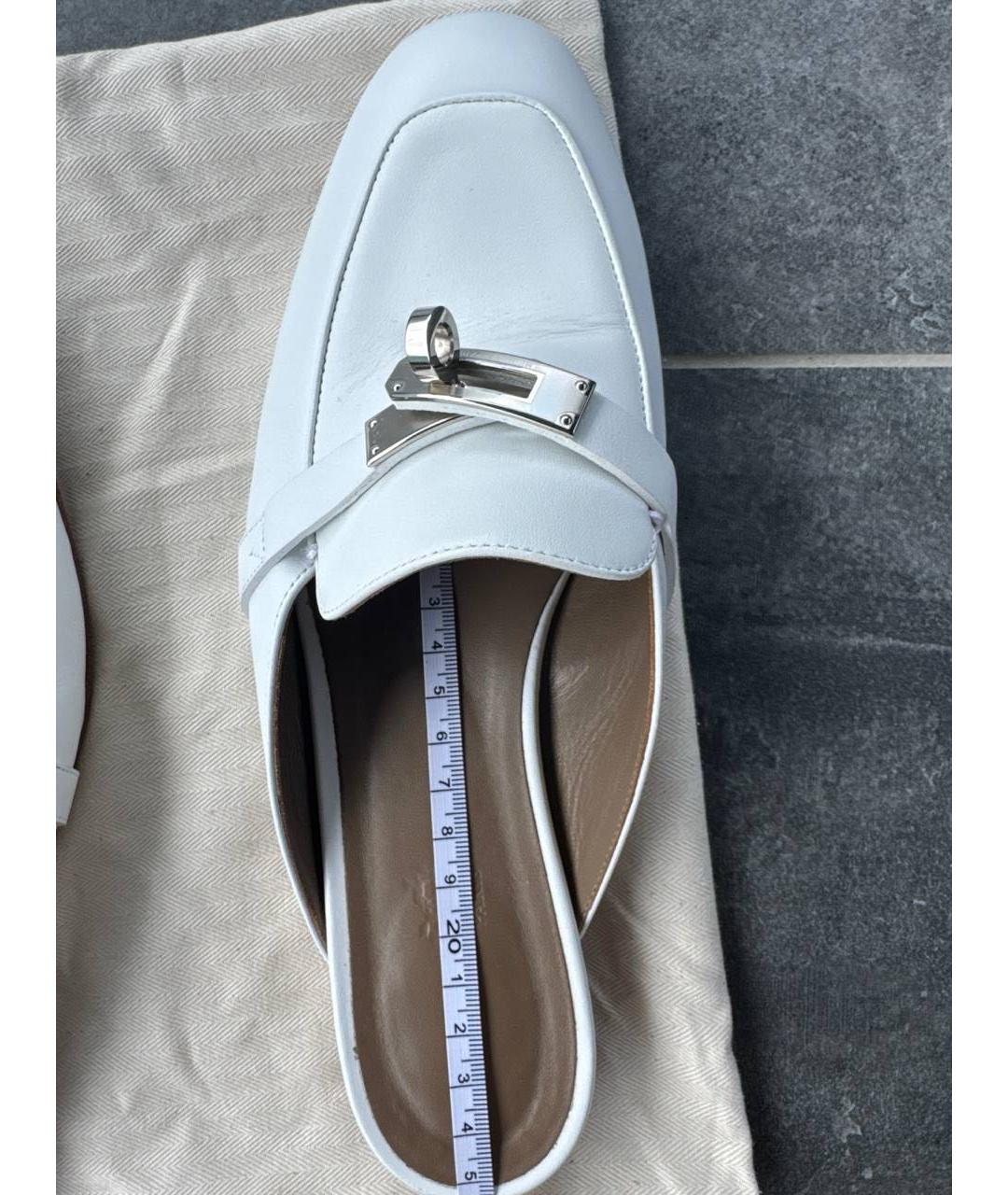 HERMES Белые кожаные мюли, фото 8
