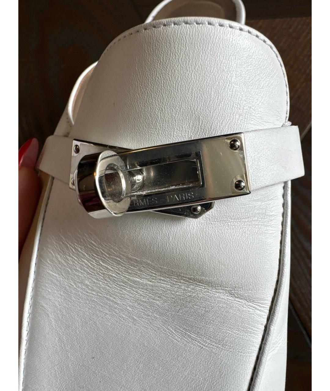 HERMES Белые кожаные мюли, фото 3