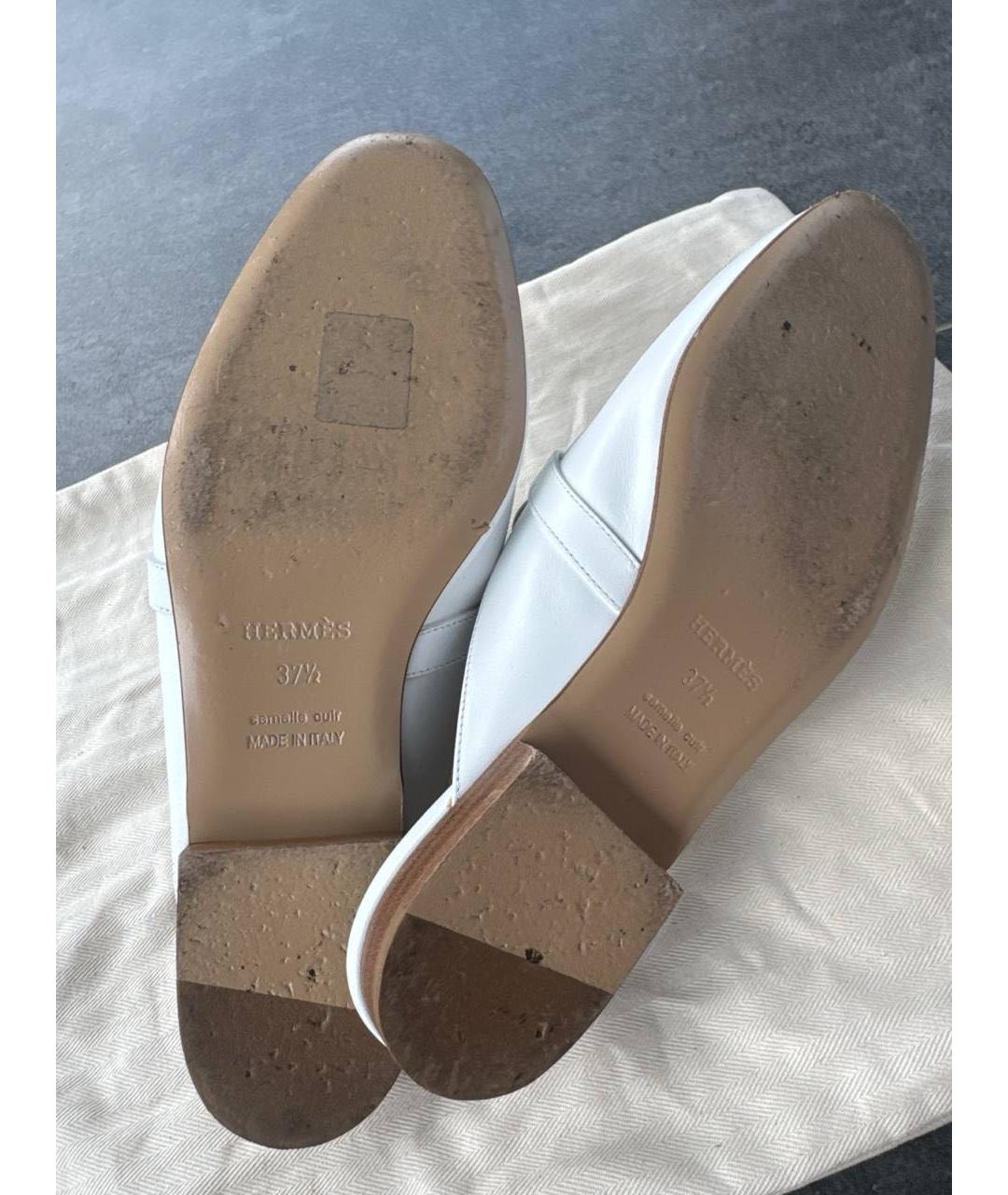 HERMES Белые кожаные мюли, фото 5