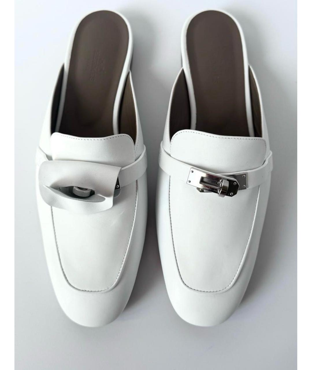 HERMES Белые кожаные мюли, фото 2
