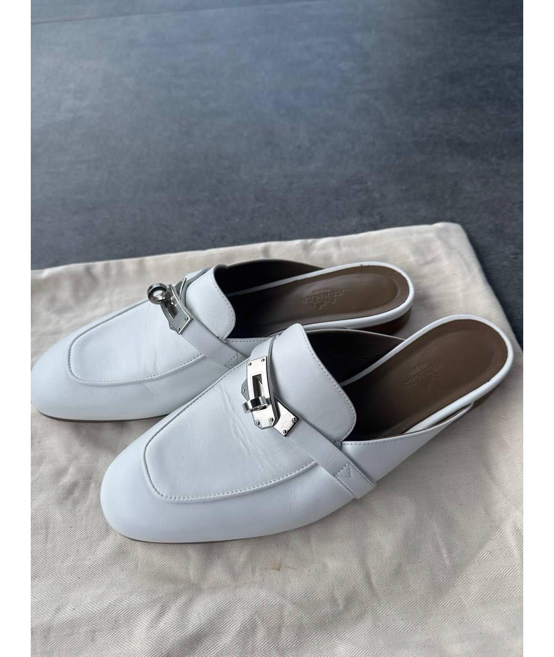 HERMES Белые кожаные мюли, фото 7