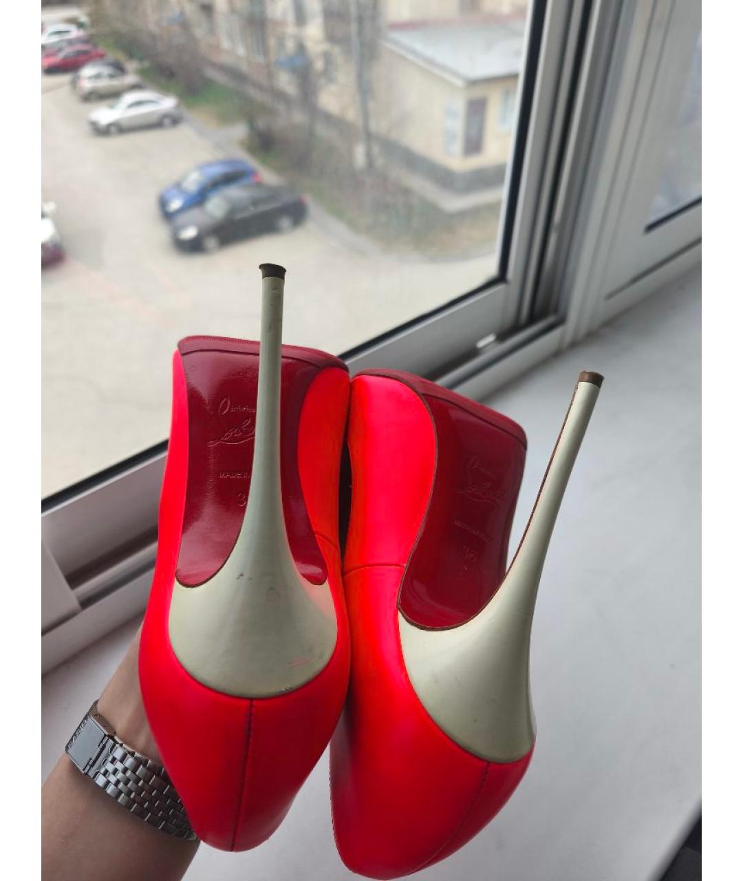 CHRISTIAN LOUBOUTIN Фуксия кожаные туфли, фото 5