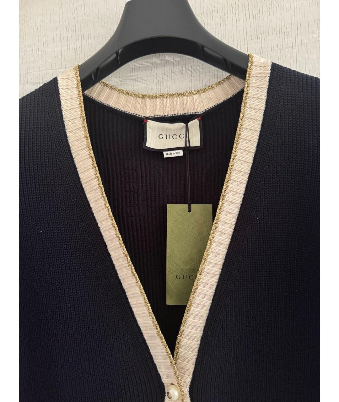 GUCCI Темно-синий хлопковый кардиган, фото 2