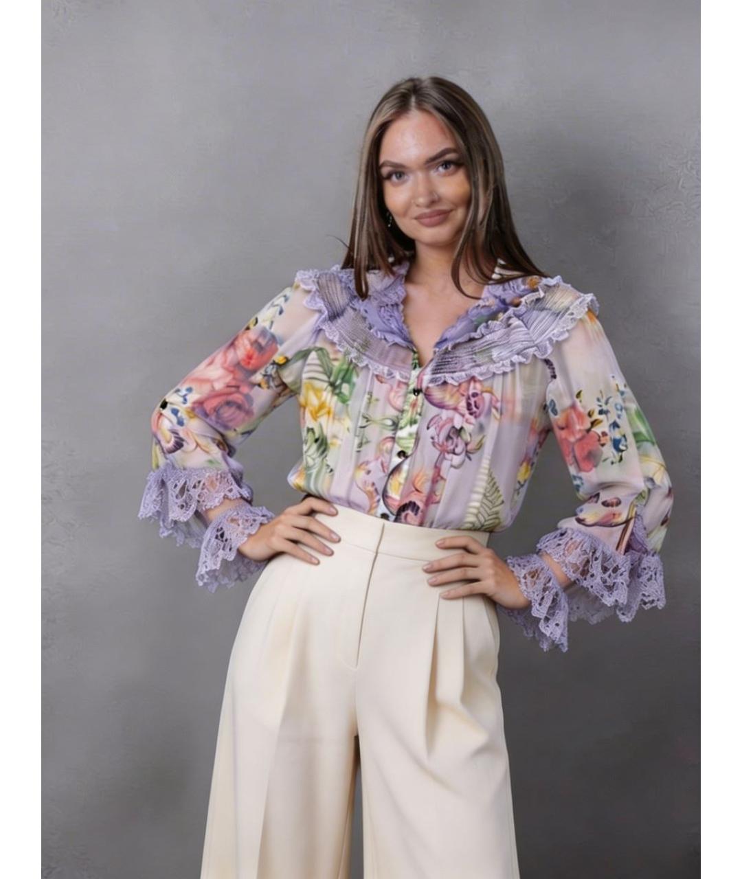 ROBERTO CAVALLI Мульти шелковая блузы, фото 8