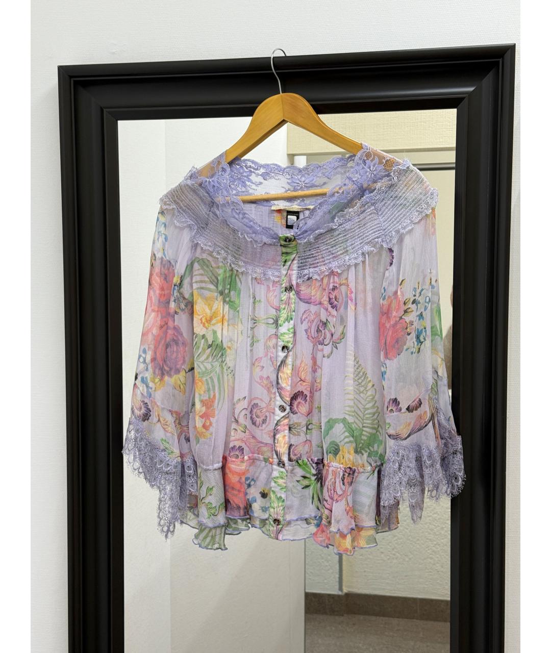 ROBERTO CAVALLI Мульти шелковая блузы, фото 10