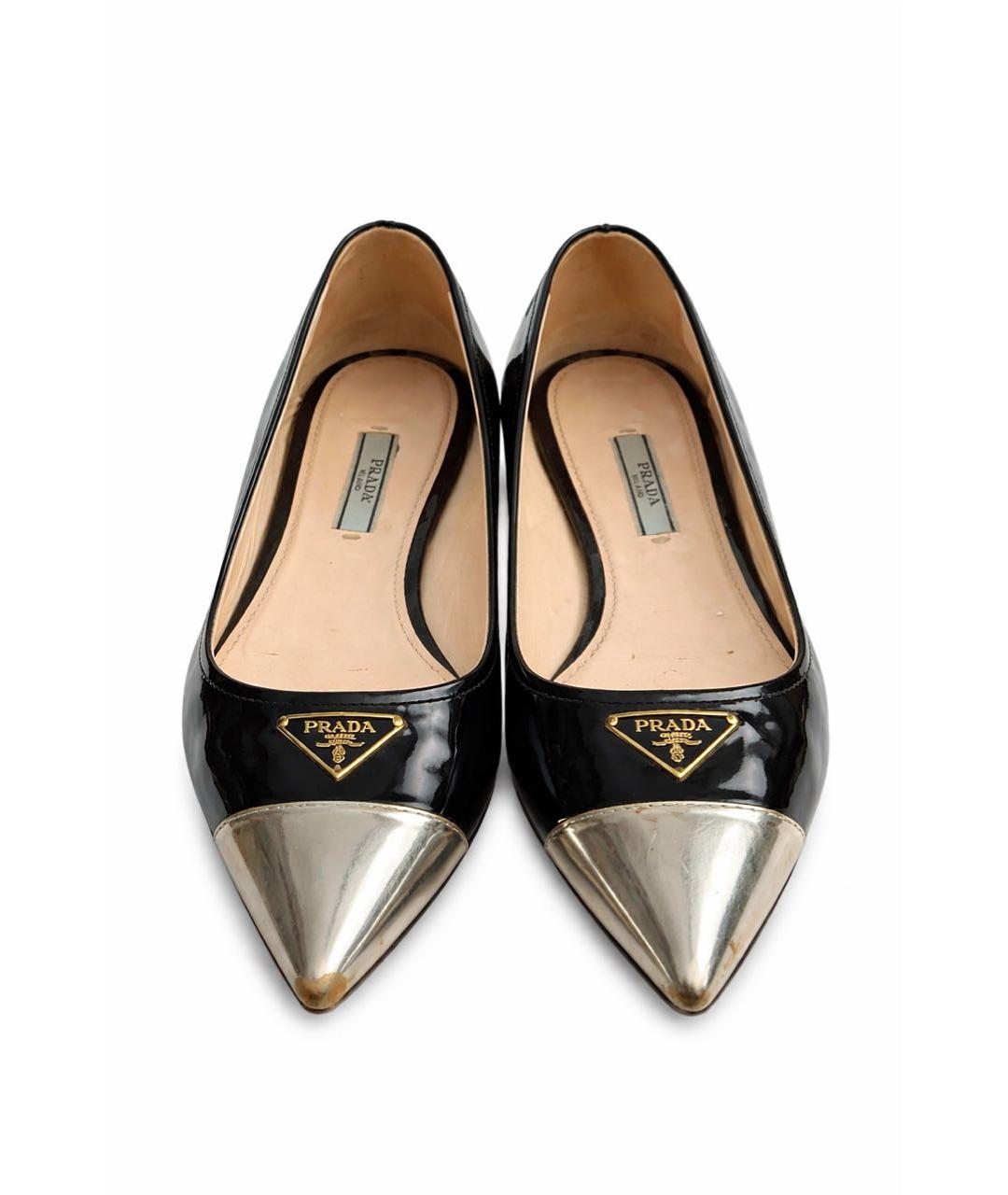 PRADA Черные кожаные балетки, фото 2