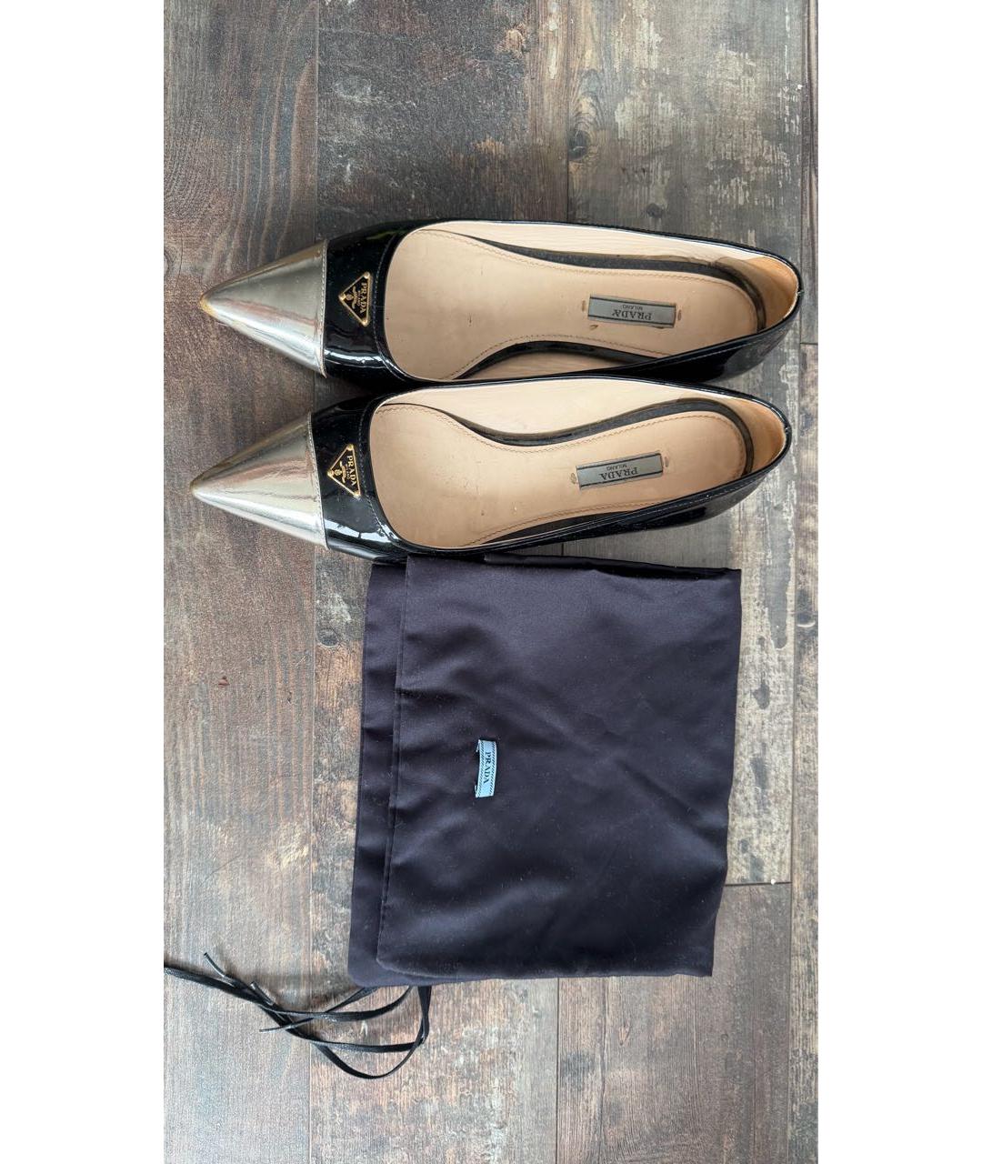 PRADA Черные кожаные балетки, фото 3