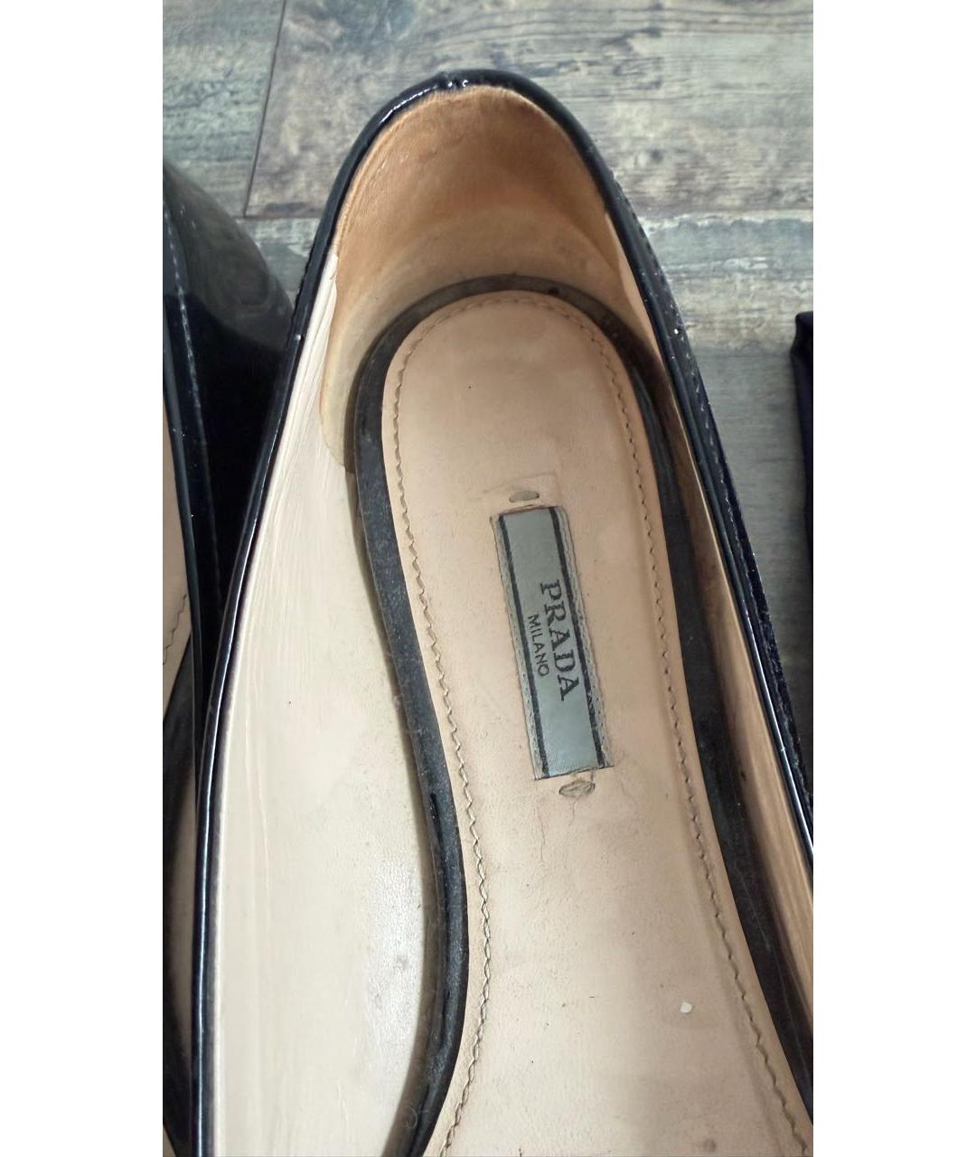 PRADA Черные кожаные балетки, фото 6