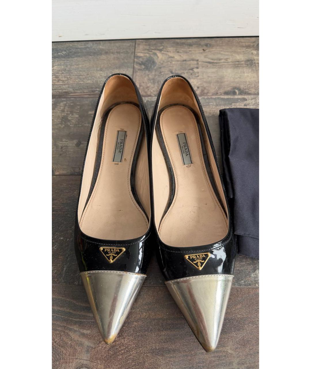 PRADA Черные кожаные балетки, фото 5