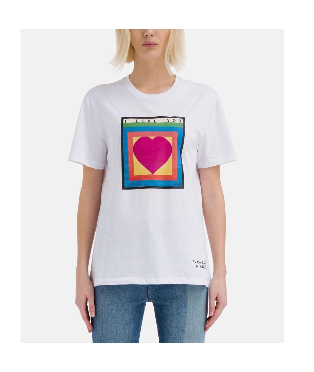 ICEBERG Белая хлопковая футболка, фото 5