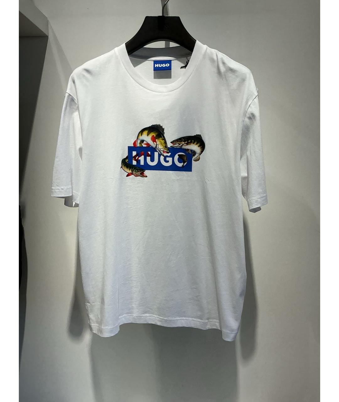 HUGO Белая хлопковая футболка, фото 2