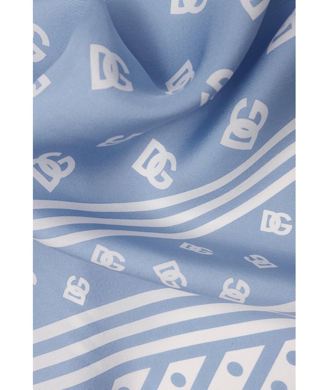 DOLCE&GABBANA Голубой шелковый платок, фото 3