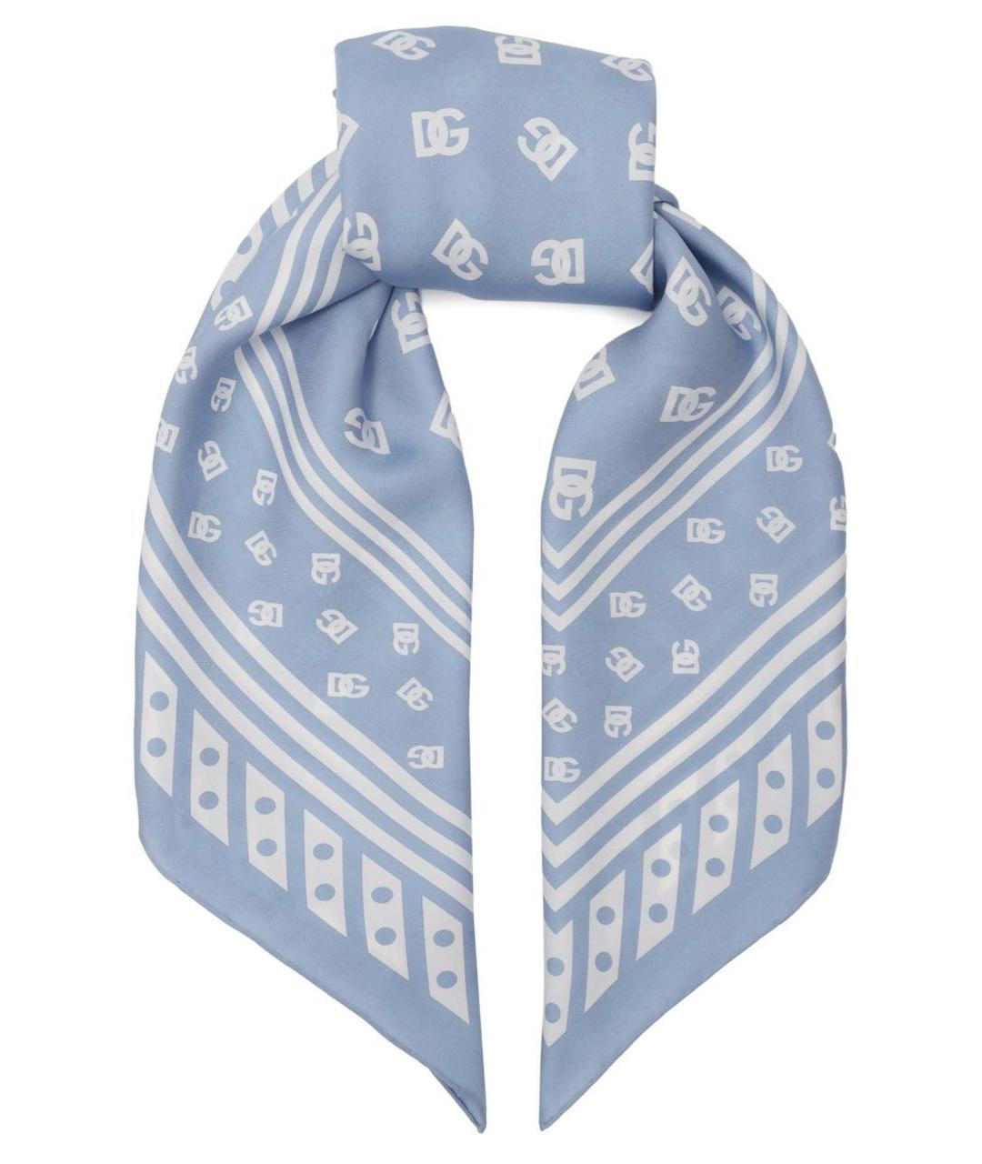 DOLCE&GABBANA Голубой шелковый платок, фото 1
