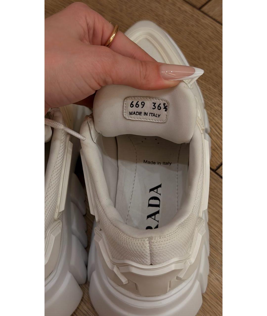 PRADA Белые синтетические кеды, фото 5