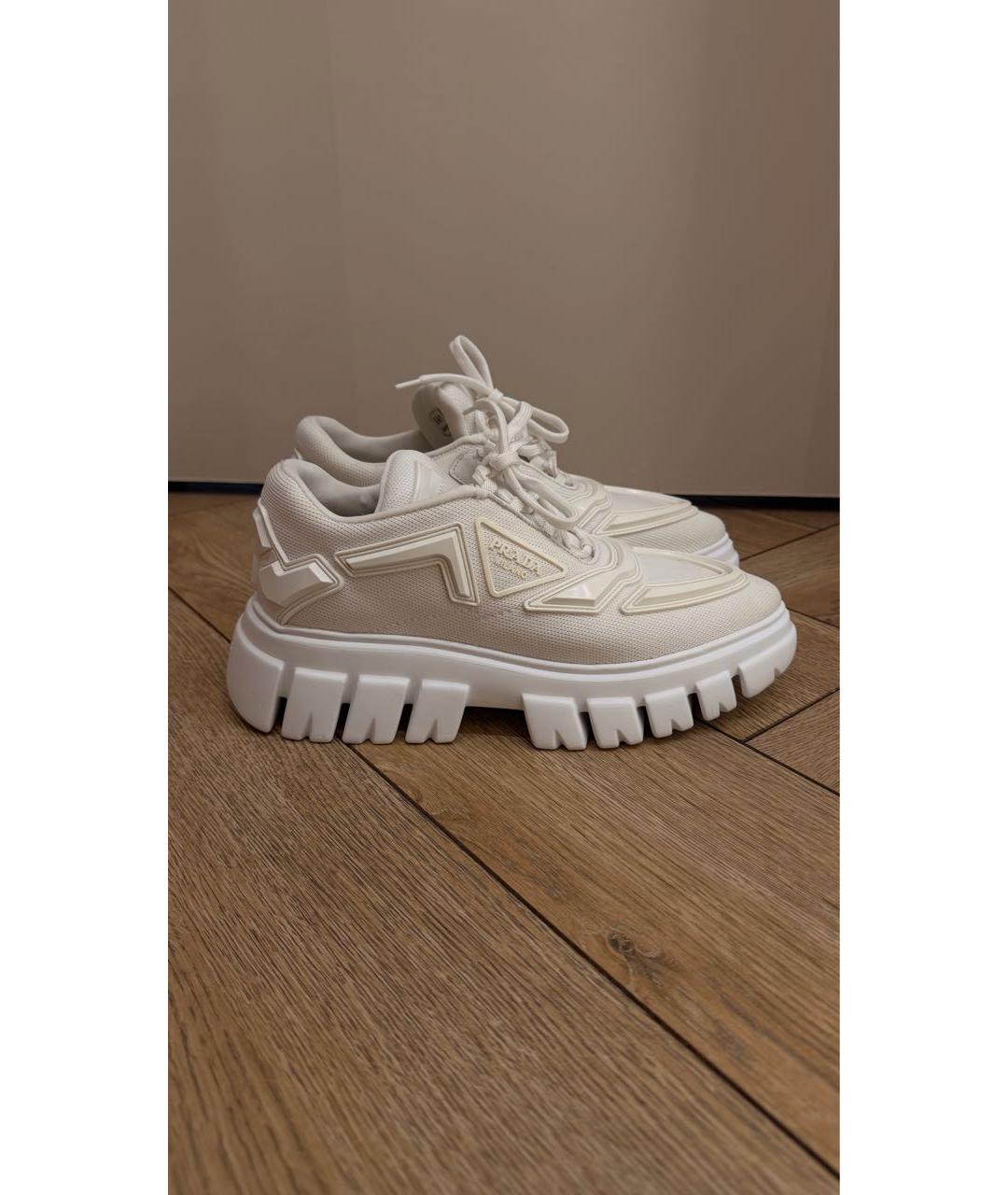 PRADA Белые синтетические кеды, фото 9