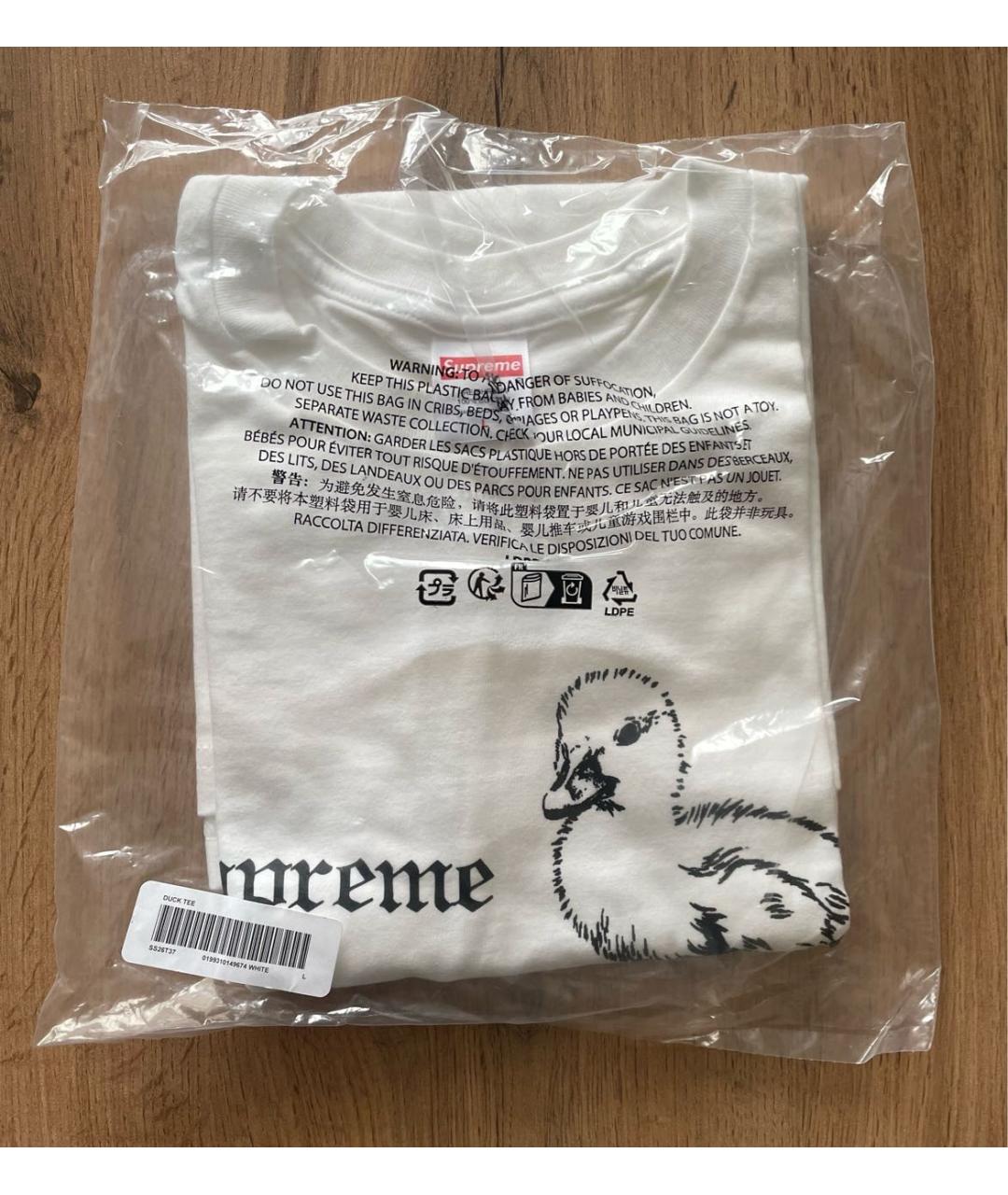 SUPREME Белая хлопковая футболка, фото 2