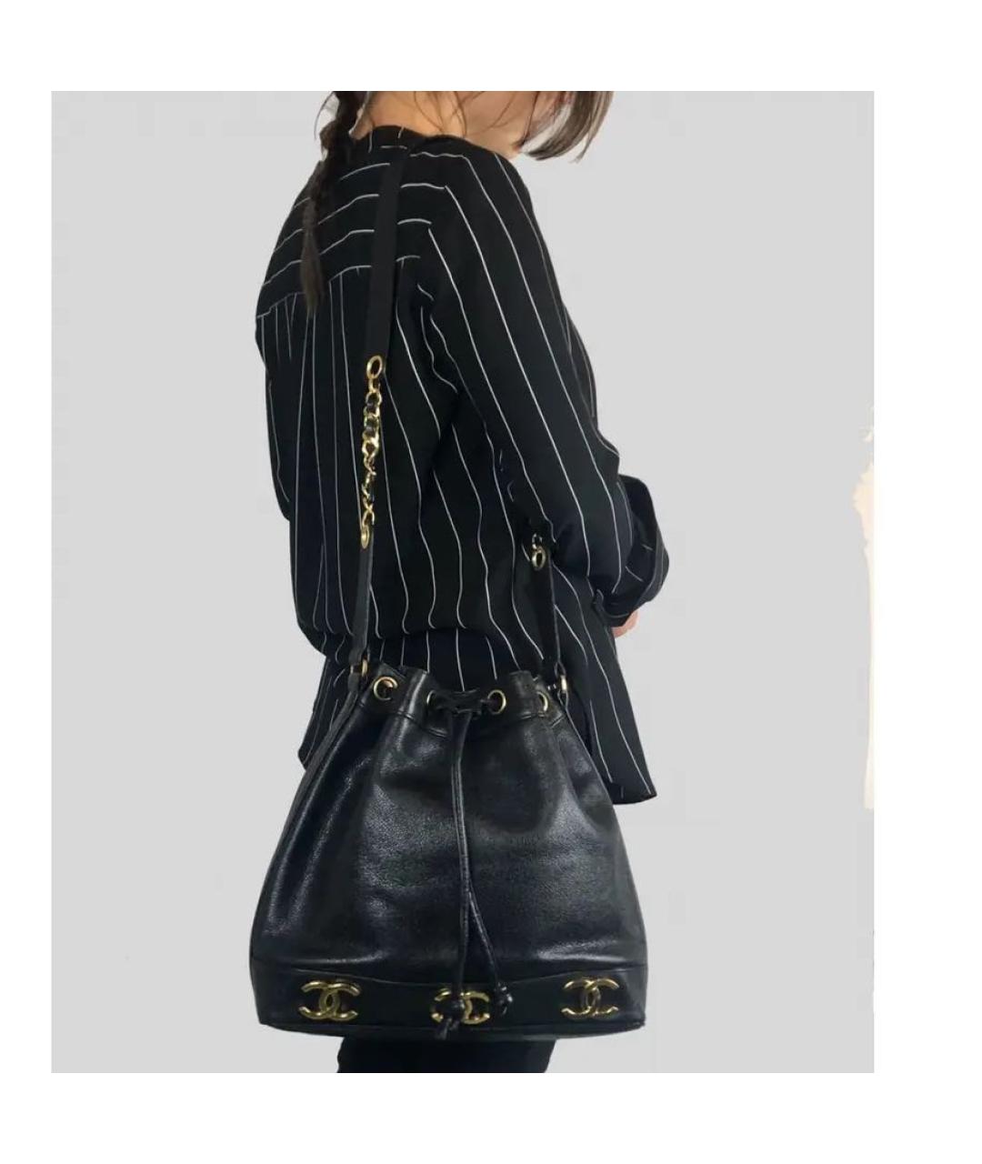 CHANEL Черная кожаная сумка тоут, фото 4