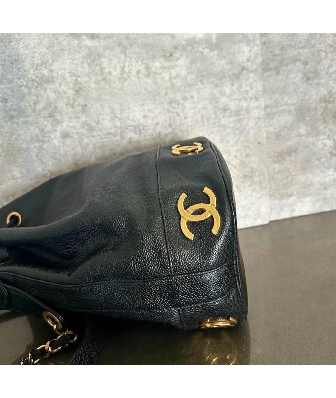 CHANEL Черная кожаная сумка тоут, фото 7