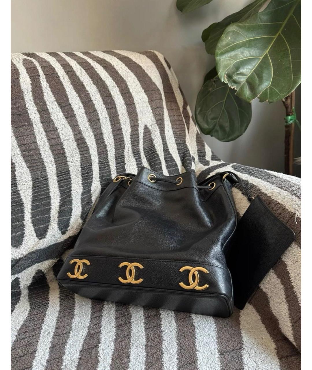 CHANEL Черная кожаная сумка тоут, фото 6