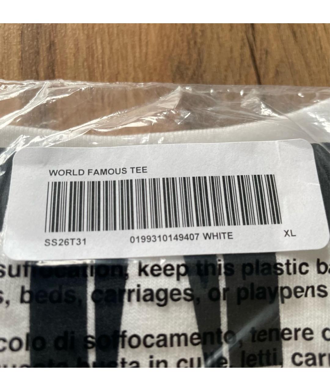 SUPREME Белая хлопковая футболка, фото 6