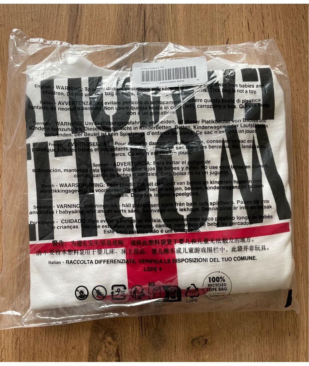 SUPREME Белая хлопковая футболка, фото 4