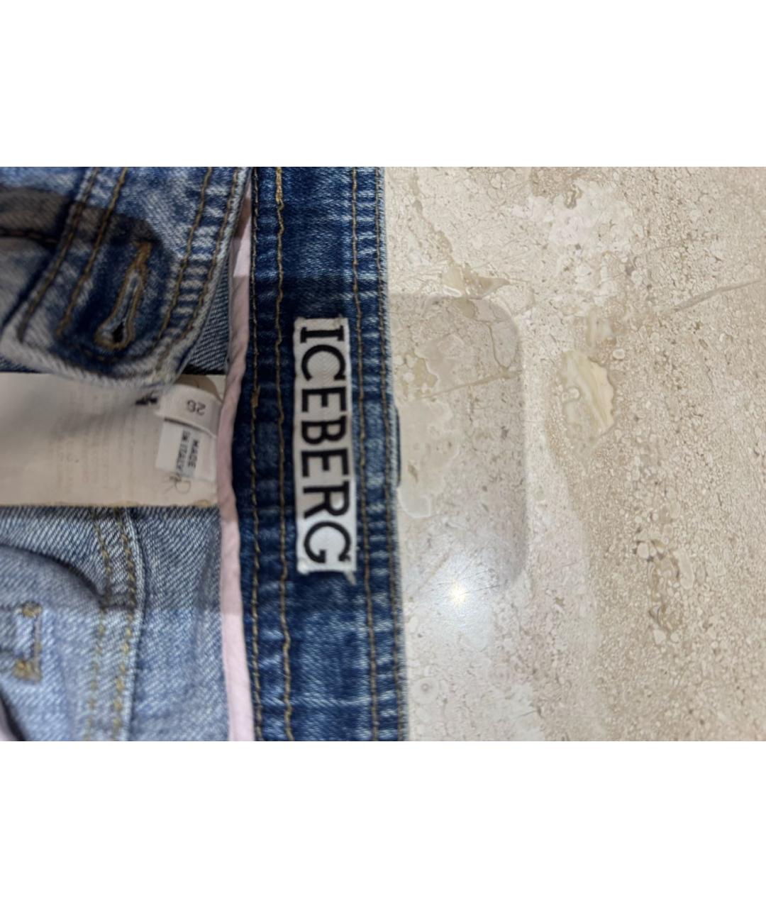 ICEBERG Голубые хлопковые прямые джинсы, фото 3