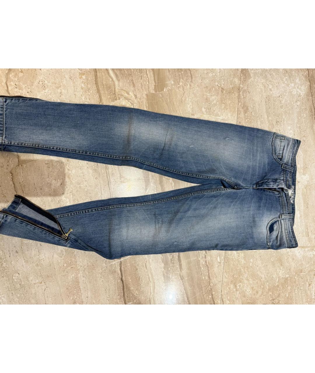 ICEBERG Голубые хлопковые прямые джинсы, фото 2