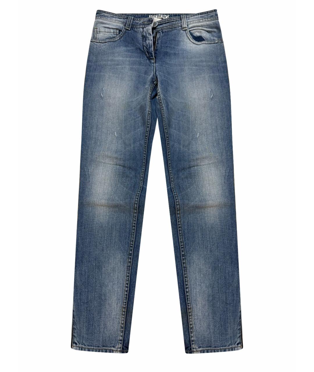ICEBERG Голубые хлопковые прямые джинсы, фото 4