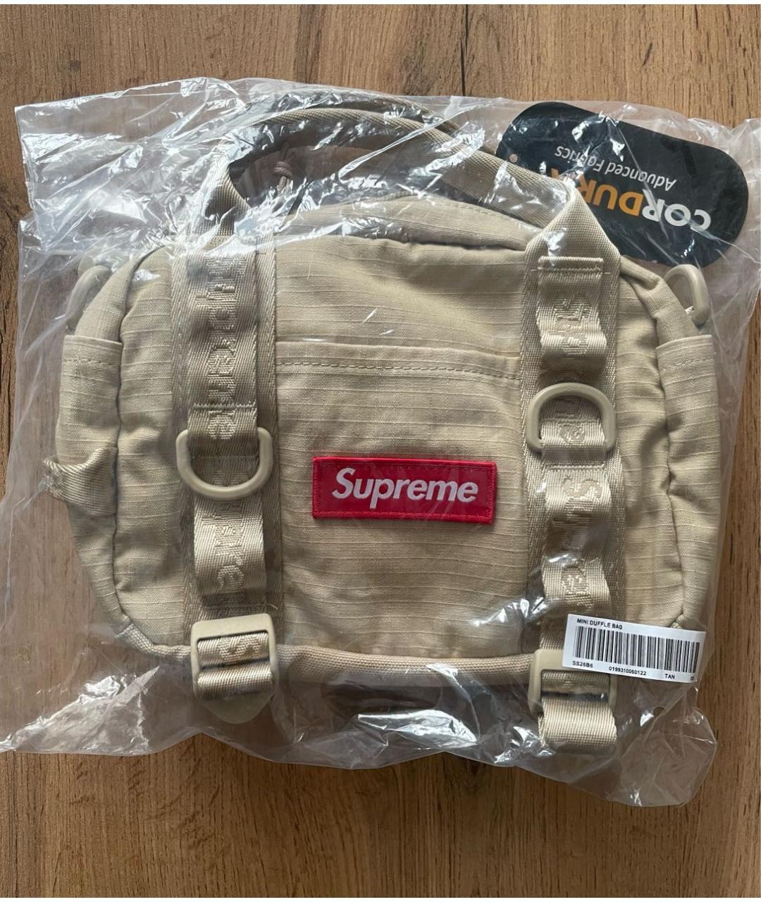 SUPREME Коричневая синтетическая сумка на плечо, фото 3