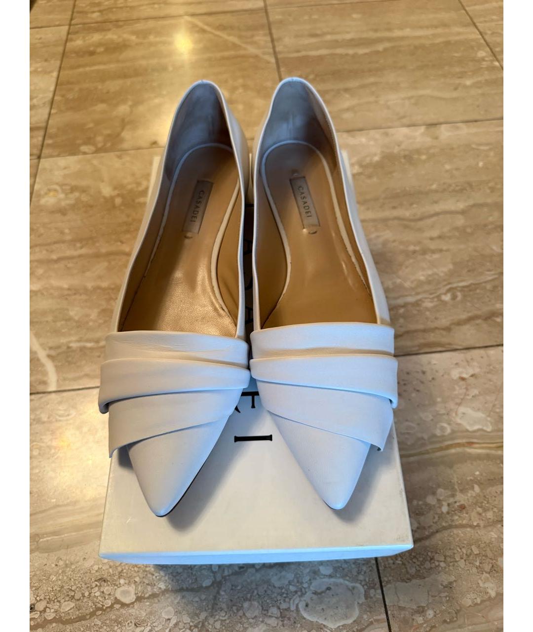 CASADEI Белые кожаные балетки, фото 2