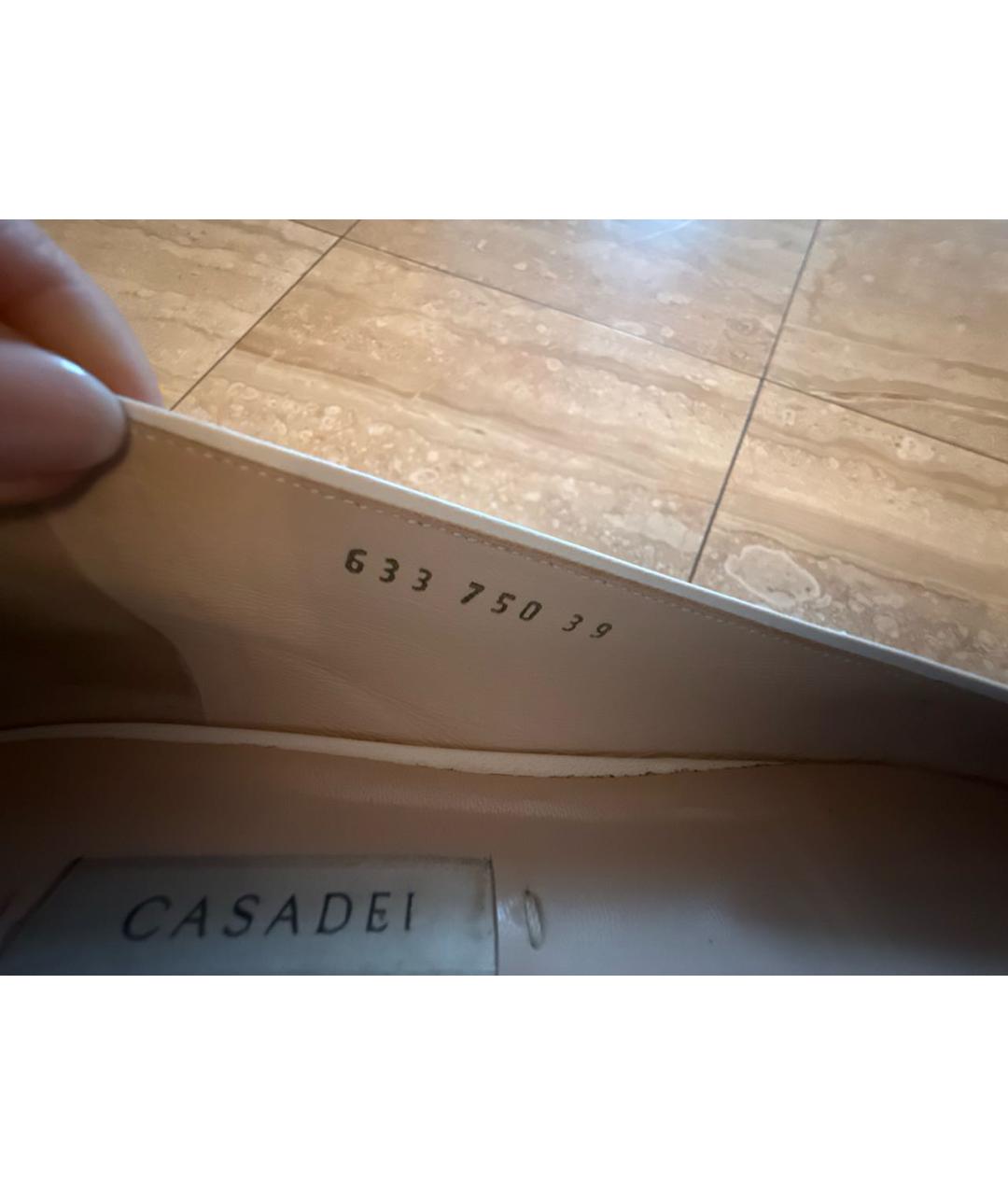 CASADEI Белые кожаные балетки, фото 4